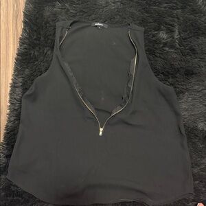 Ambiance Black Sleeveless Blouse with Gold Zipper